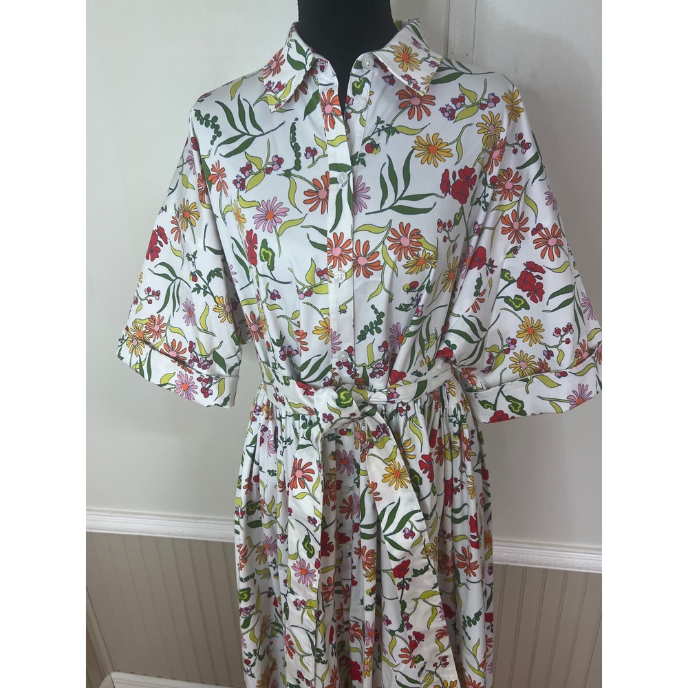 Kate Spade New York Greenhouse Floral Cotton Poplin Midi Shirt Dress Size L NWOT - Picture 5 of 14